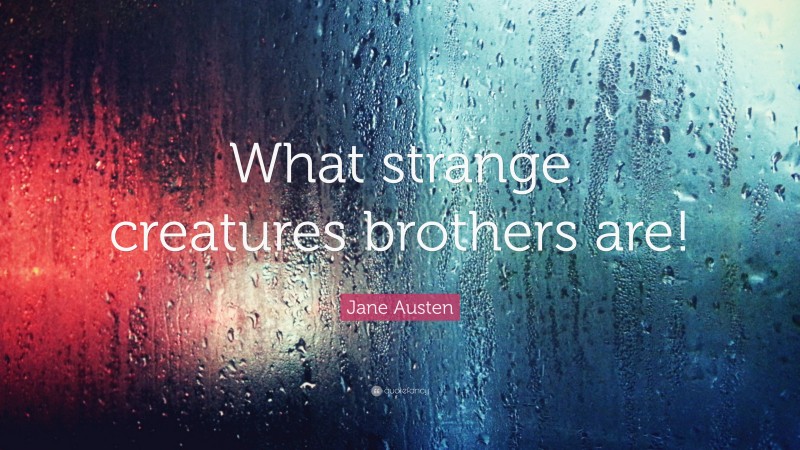 Jane Austen Quote: “What strange creatures brothers are!”