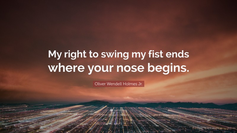 Oliver Wendell Holmes Jr. Quote: “My right to swing my fist ends where your nose begins.”