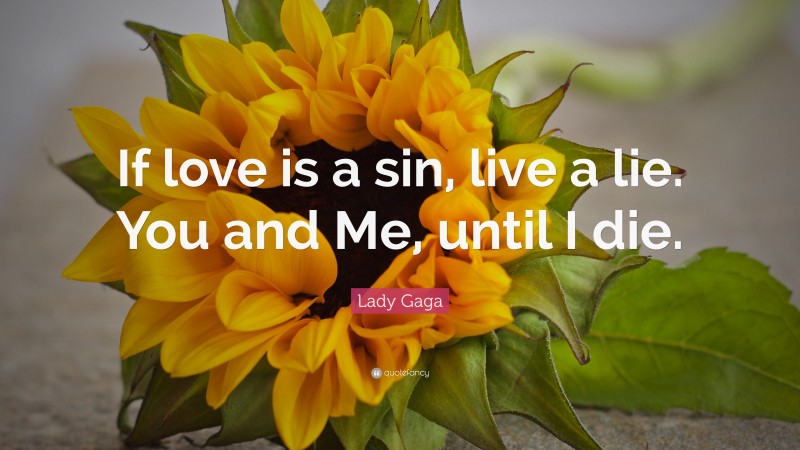 Lady Gaga Quote: “If love is a sin, live a lie. You and Me, until I die.”