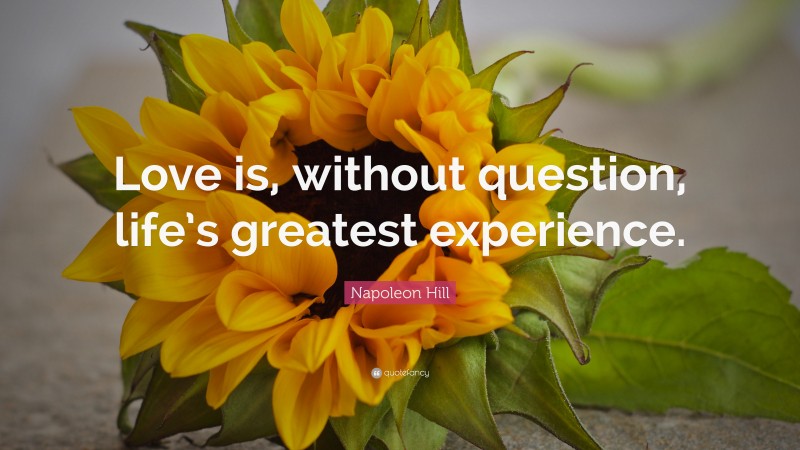 Napoleon Hill Quote: “Love is, without question, life’s greatest experience.”