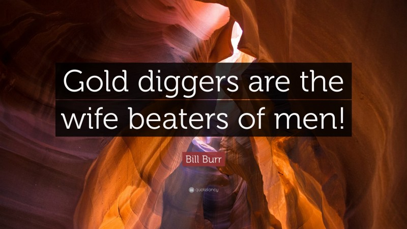 Bill Burr Quote: “Gold diggers are the wife beaters of men!”