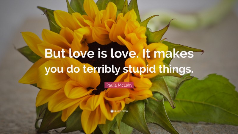 Paula McLain Quote: “But love is love. It makes you do terribly stupid things.”
