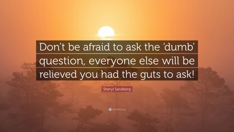 Sheryl Sandberg Quote: “Don’t be afraid to ask the ‘dumb’ question, everyone else will be relieved you had the guts to ask!”