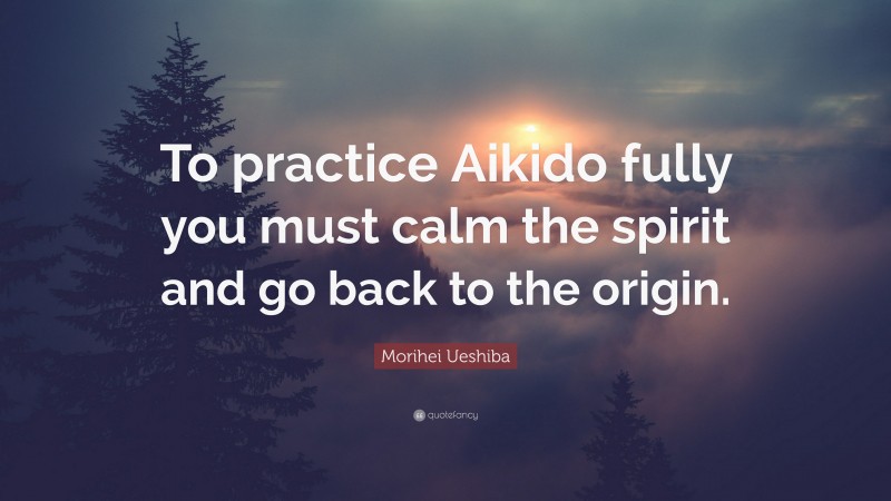 Morihei Ueshiba Quote: “To practice Aikido fully you must calm the spirit and go back to the origin.”