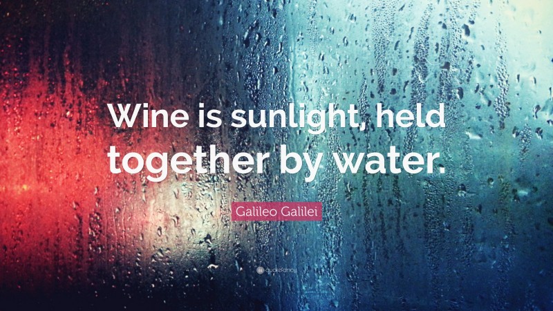 Galileo Galilei Quote: “Wine is sunlight, held together by water.”
