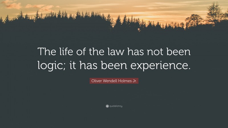 Oliver Wendell Holmes Jr. Quote: “The life of the law has not been logic; it has been experience.”