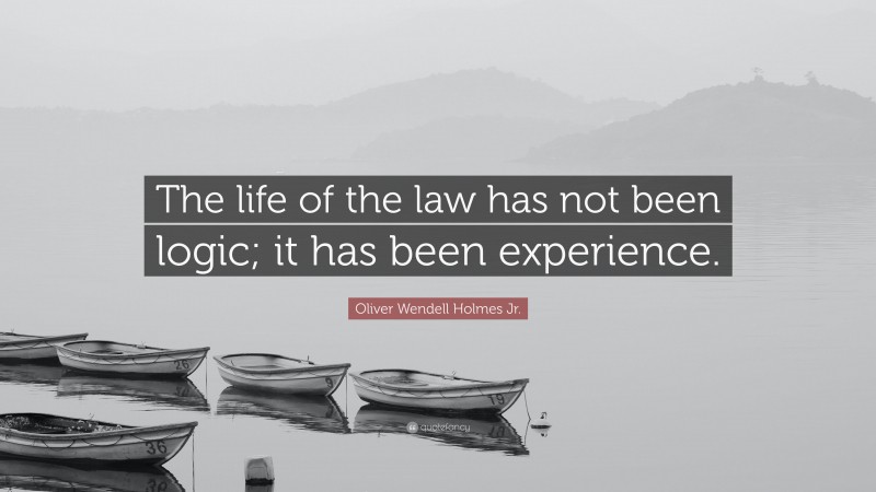 Oliver Wendell Holmes Jr. Quote: “The life of the law has not been logic; it has been experience.”
