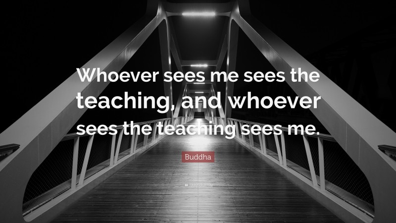 Buddha Quote: “Whoever sees me sees the teaching, and whoever sees the teaching sees me.”