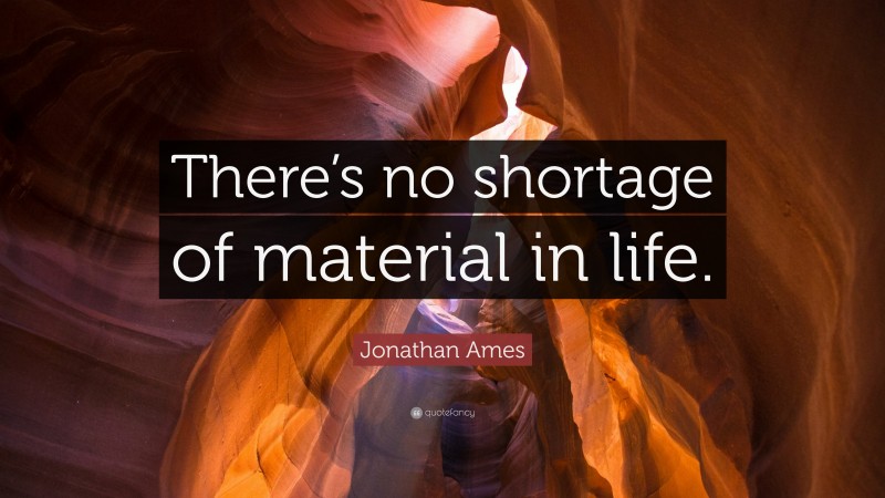 Jonathan Ames Quote: “There’s no shortage of material in life.”