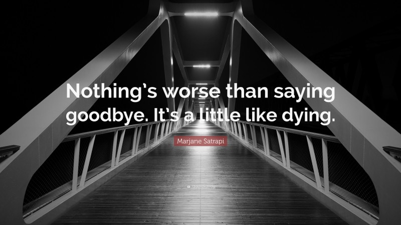 Marjane Satrapi Quote: “Nothing’s worse than saying goodbye. It’s a little like dying.”