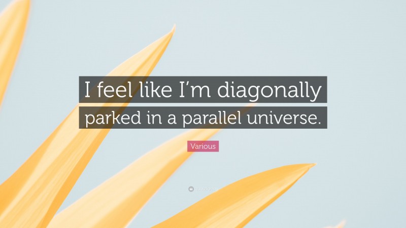 Various Quote: “I feel like I’m diagonally parked in a parallel universe.”
