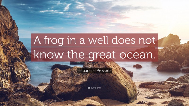 Japanese Proverb Quote: “A frog in a well does not know the great ocean.”