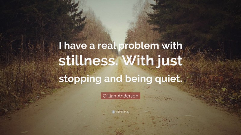 Gillian Anderson Quote: “I have a real problem with stillness. With just stopping and being quiet.”