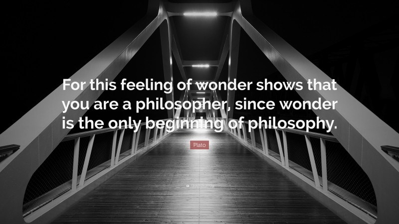 Plato Quote: “For this feeling of wonder shows that you are a philosopher, since wonder is the only beginning of philosophy.”