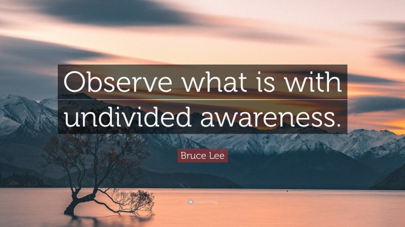 Bruce Lee Quote: “Observe what is with undivided awareness.”