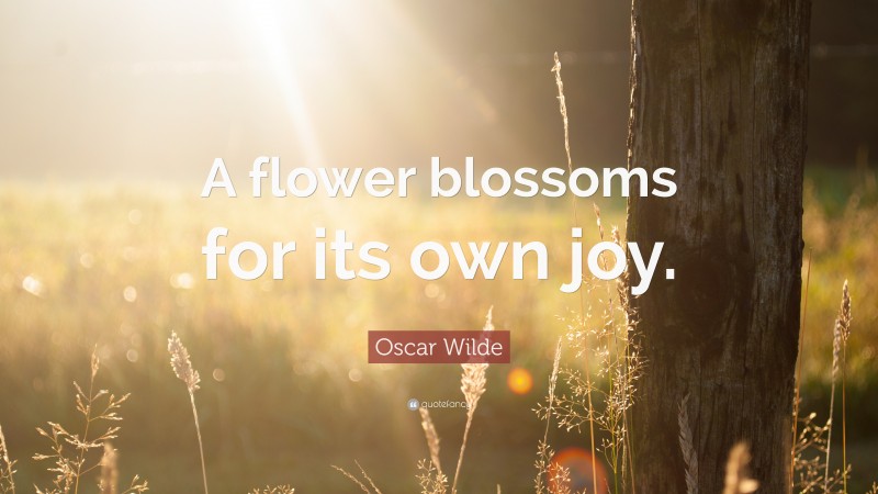 Oscar Wilde Quote: “A flower blossoms for its own joy.”