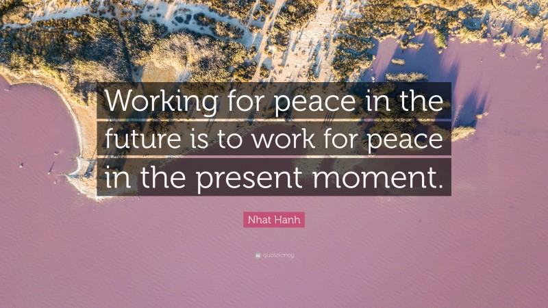 Nhat Hanh Quote: “Working for peace in the future is to work for peace in the present moment.”