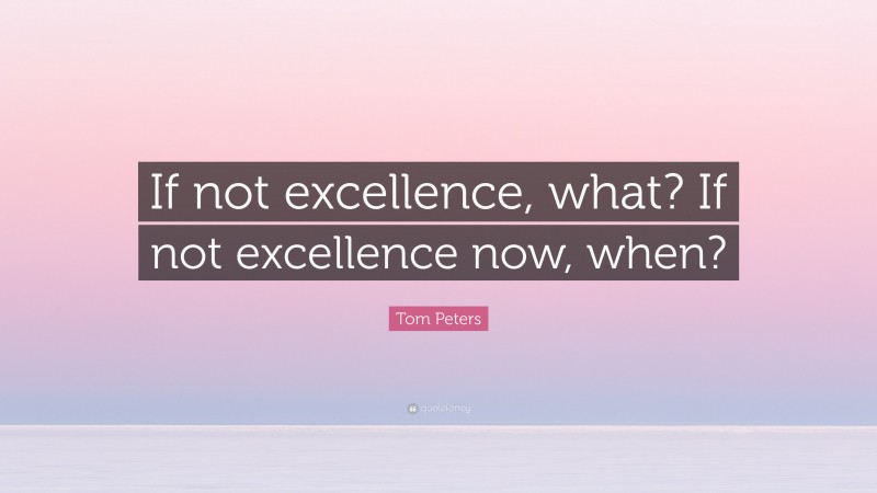 Tom Peters Quote: “If not excellence, what? If not excellence now, when?”