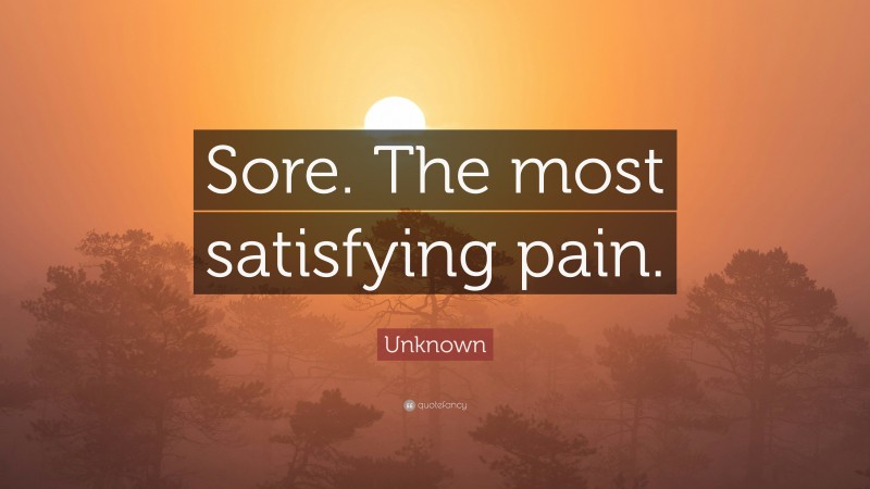 Unknown Quote: “Sore. The most satisfying pain.”