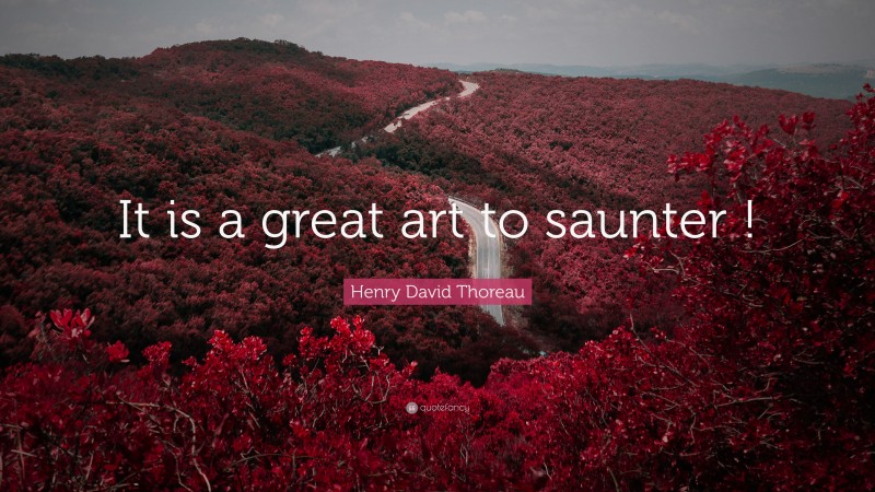 Henry David Thoreau Quote: “It is a great art to saunter !”