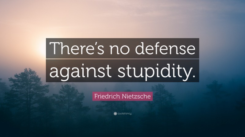 Friedrich Nietzsche Quote: “There’s no defense against stupidity.”