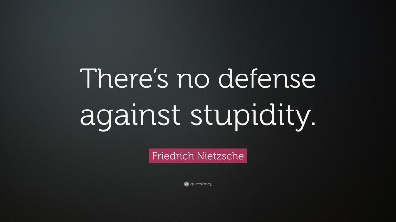 Friedrich Nietzsche Quote: “There’s no defense against stupidity.”