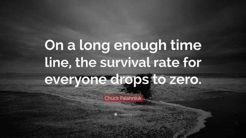 Chuck Palahniuk Quote: “On a long enough time line, the survival rate for everyone drops to zero.”