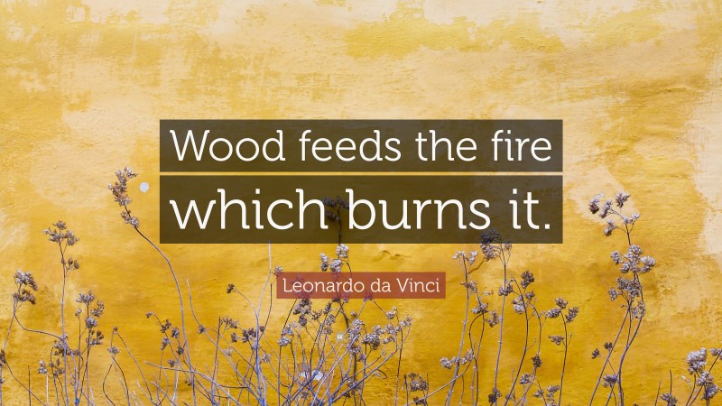 Leonardo da Vinci Quote: “Wood feeds the fire which burns it.”