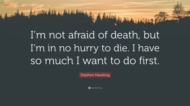 Stephen Hawking Quote: “I’m not afraid of death, but I’m in no hurry to die. I have so much I want to do first.”