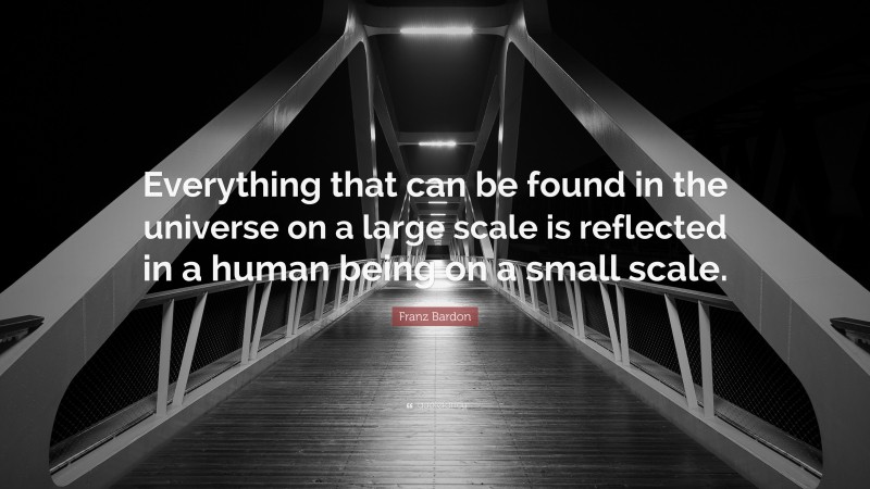 Franz Bardon Quote: “Everything that can be found in the universe on a large scale is reflected in a human being on a small scale.”