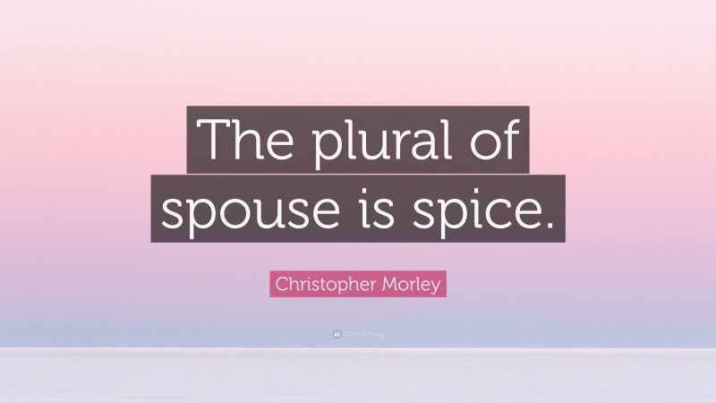 Christopher Morley Quote: “The plural of spouse is spice.”