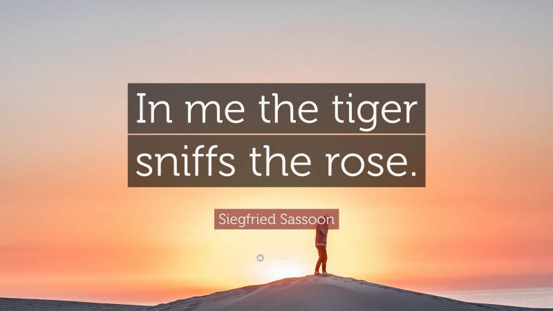 Siegfried Sassoon Quote: “In me the tiger sniffs the rose.”