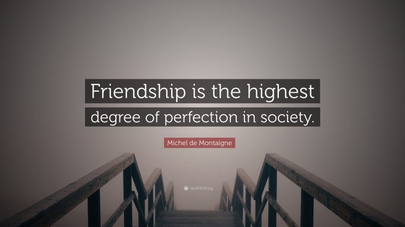 Michel de Montaigne Quote: “Friendship is the highest degree of perfection in society.”