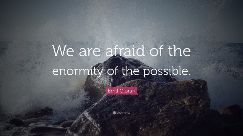 Emil Cioran Quote: “We are afraid of the enormity of the possible.”