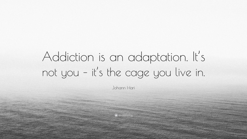 Johann Hari Quote: “Addiction is an adaptation. It’s not you – it’s the cage you live in.”