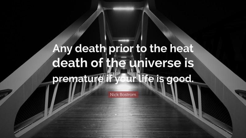 Nick Bostrom Quote: “Any death prior to the heat death of the universe is premature if your life is good.”