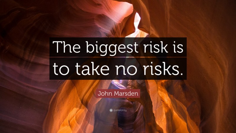 John Marsden Quote: “The biggest risk is to take no risks.”