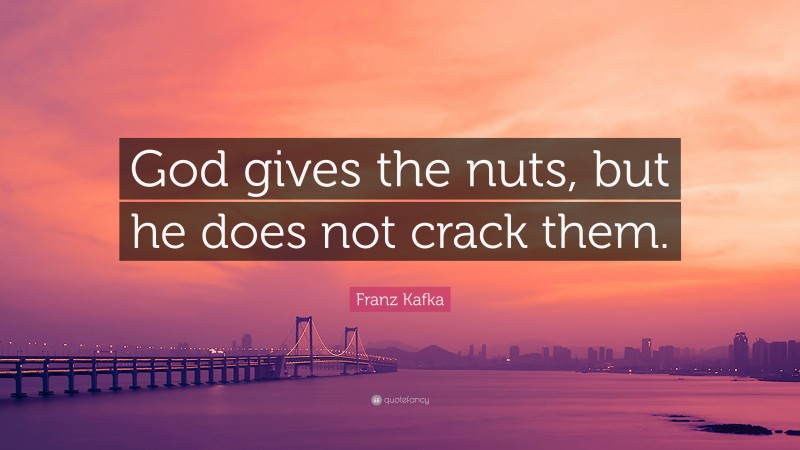 Franz Kafka Quote: “God gives the nuts, but he does not crack them.”