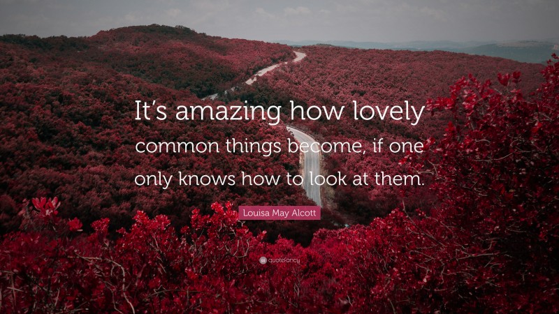 Louisa May Alcott Quote: “It’s amazing how lovely common things become, if one only knows how to look at them.”