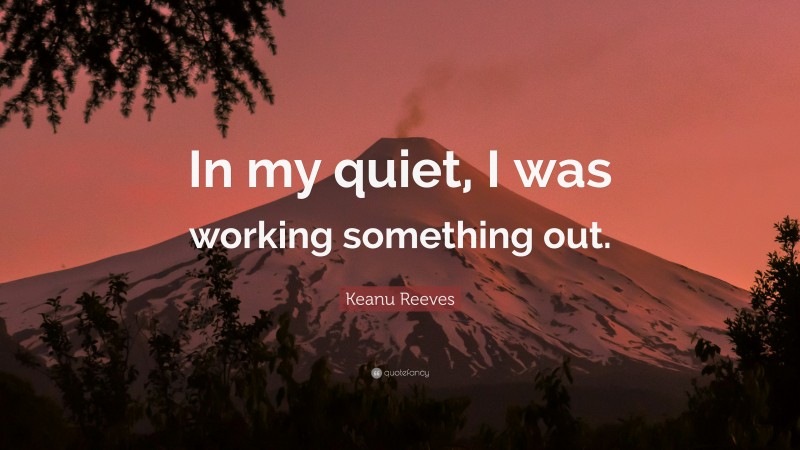 Keanu Reeves Quote: “In my quiet, I was working something out.”