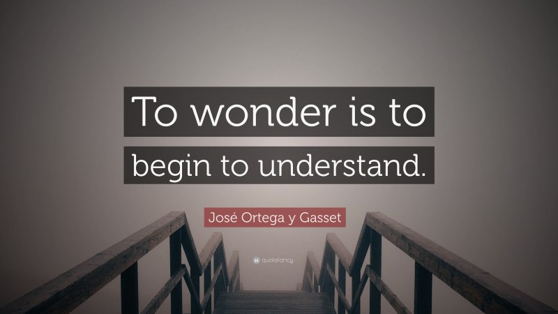 José Ortega y Gasset Quote: “To wonder is to begin to understand.”