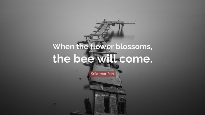 Srikumar Rao Quote: “When the flower blossoms, the bee will come.”