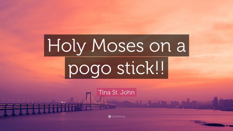 Tina St. John Quote: “Holy Moses on a pogo stick!!”