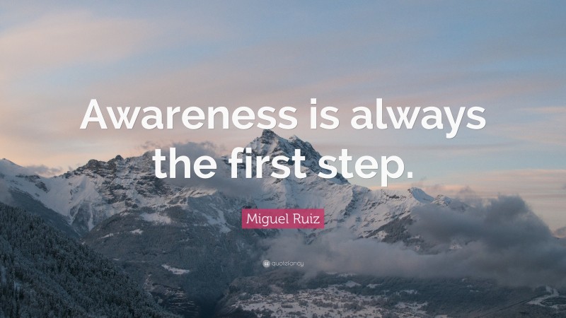 Miguel Ruiz Quote: “Awareness is always the first step.”