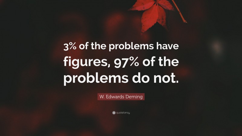 W. Edwards Deming Quote: “3% of the problems have figures, 97% of the problems do not.”