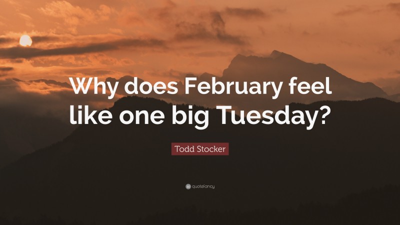 Todd Stocker Quote: “Why does February feel like one big Tuesday?”