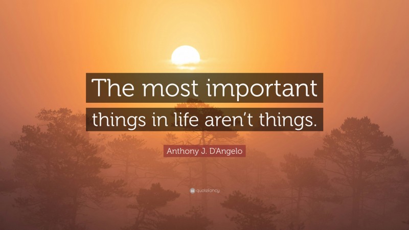 Anthony J. D'Angelo Quote: “The most important things in life aren’t things.”