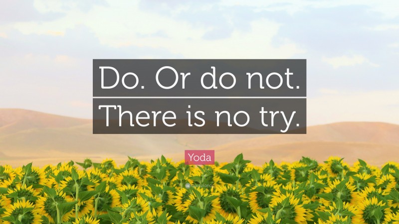 Yoda Quote: “Do. Or do not. There is no try.”