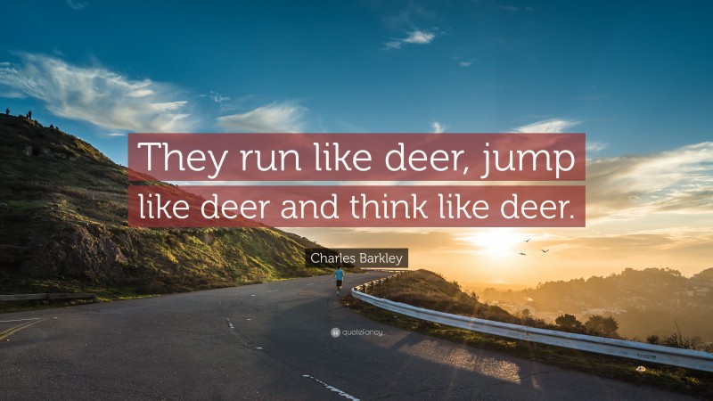 Charles Barkley Quote: “They run like deer, jump like deer and think like deer.”