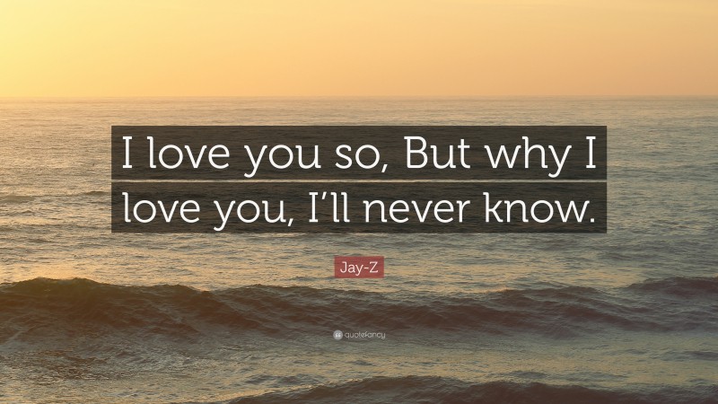 Jay-Z Quote: “I love you so, But why I love you, I’ll never know.”